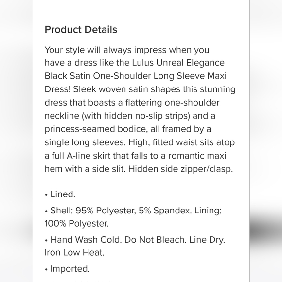 NWOT-Lulus- unreal elegance black satin dress - Picture 6 of 6